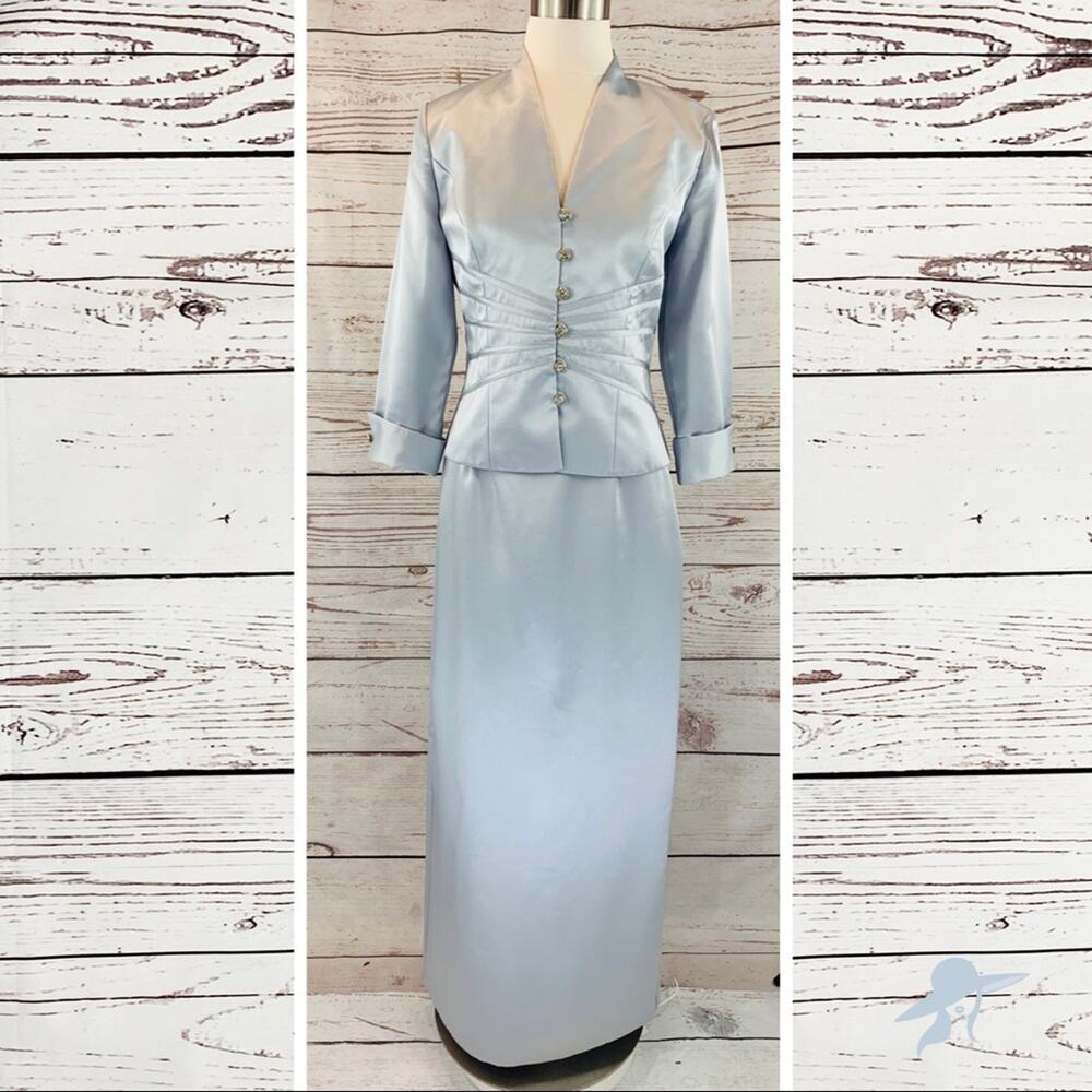 J.R. Nites Calentino 2 piece suit silver blue